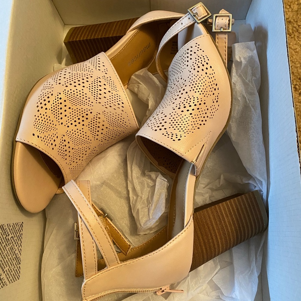 Ankle wrap blush heels